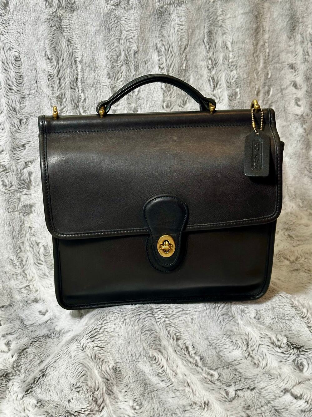 Vintage Coach Willis 9927 Black Leather Top Handle Satchel USA 1994